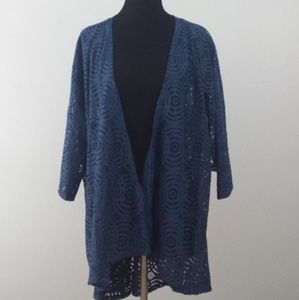 NWT L LuLaRoe Blue Lace Lindsay Kimono